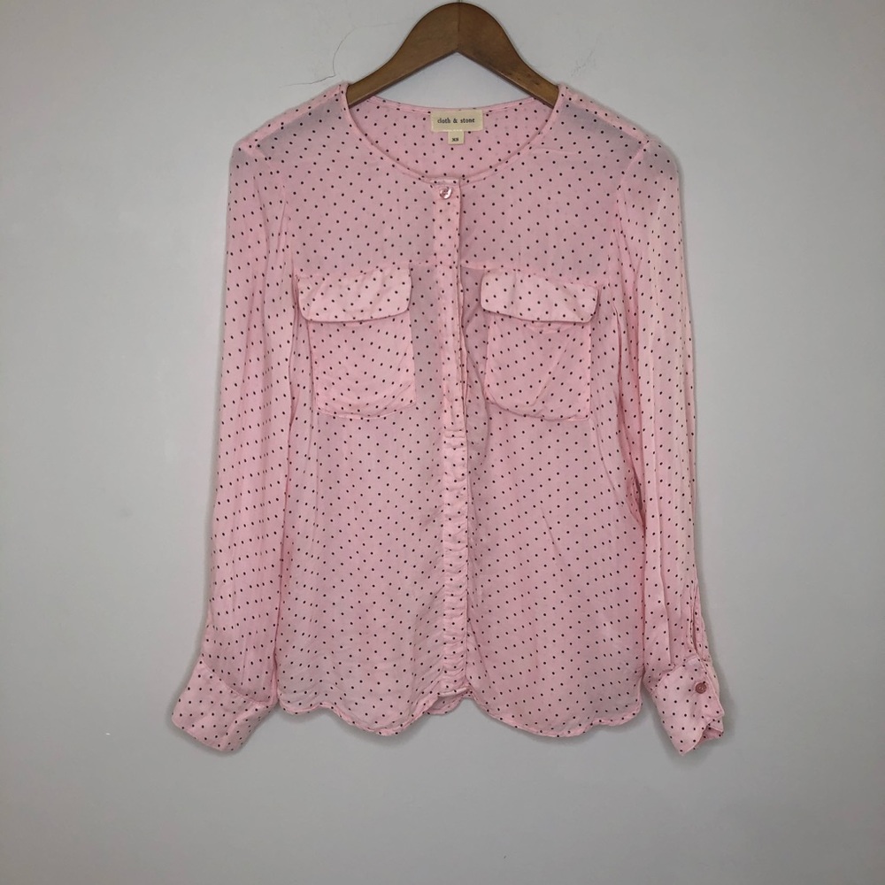 Cloth & Stone Pink Polka Dot Button Down